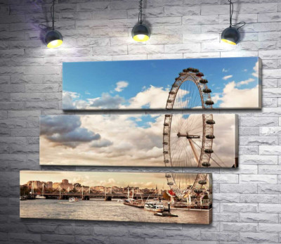 Колесо обозрения "Лондонский глаз" (London eye) нависло над водами Темзы