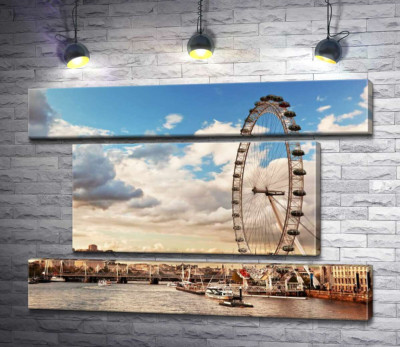 Колесо обозрения "Лондонский глаз" (London eye) нависло над водами Темзы