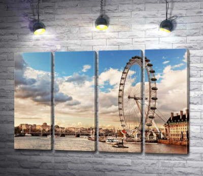 Колесо обозрения "Лондонский глаз" (London eye) нависло над водами Темзы