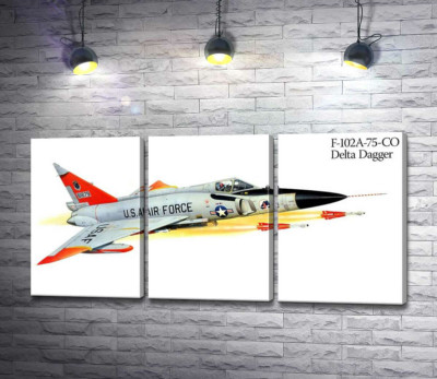 Модульна картина "Convair F-102 Delta Dagger - літак-винищувач американського виробництва"