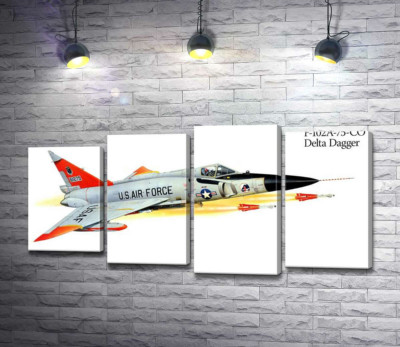 Модульная картина "Convair F-102 Delta Dagger – самолет-истребитель американского производства"