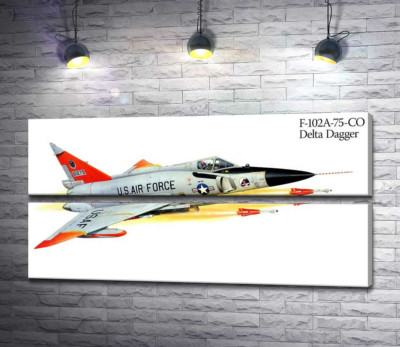 Модульна картина "Convair F-102 Delta Dagger - літак-винищувач американського виробництва"