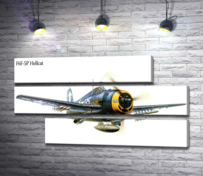 Модульная картина ""Адский кот" - американский палубный истребитель Grumman F6F Hellcat"