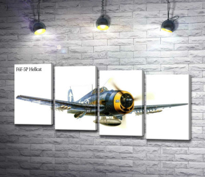 Модульная картина ""Адский кот" - американский палубный истребитель Grumman F6F Hellcat"