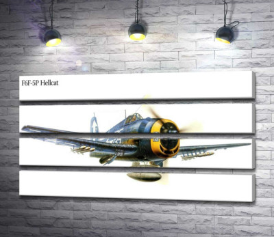 Модульна картина ""Пекельний кіт" - американський палубний винищувач Grumman F6F Hellcat"