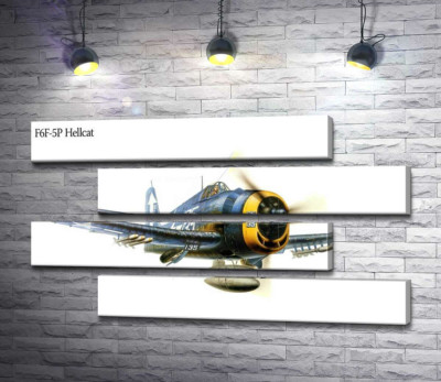 Модульная картина ""Адский кот" - американский палубный истребитель Grumman F6F Hellcat"