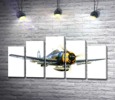 Модульна картина ""Пекельний кіт" - американський палубний винищувач Grumman F6F Hellcat"