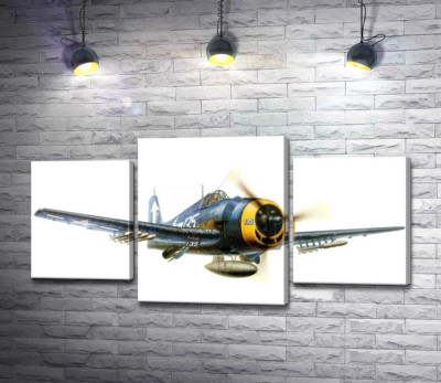 Модульна картина ""Пекельний кіт" - американський палубний винищувач Grumman F6F Hellcat"