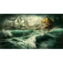 Казковий палац виринає з штормових хвиль