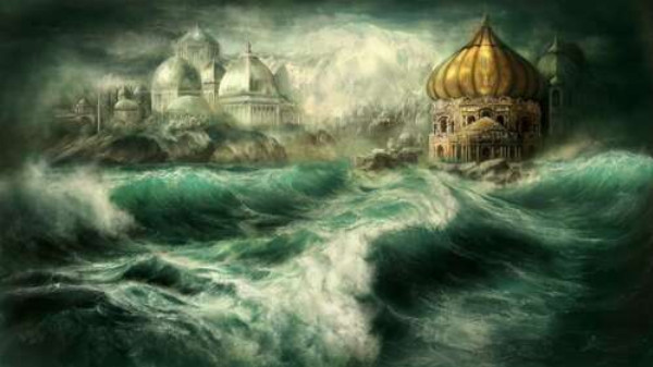 Казковий палац виринає з штормових хвиль
