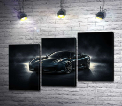 Модульная картина "Черное благородство автомобиля Ferrari F430"