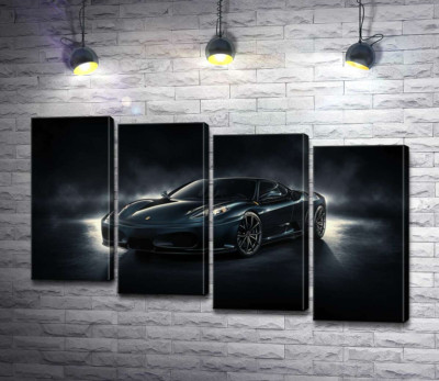 Модульная картина "Черное благородство автомобиля Ferrari F430"