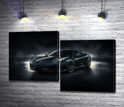 Модульная картина "Черное благородство автомобиля Ferrari F430"