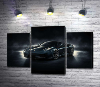 Модульная картина "Черное благородство автомобиля Ferrari F430"
