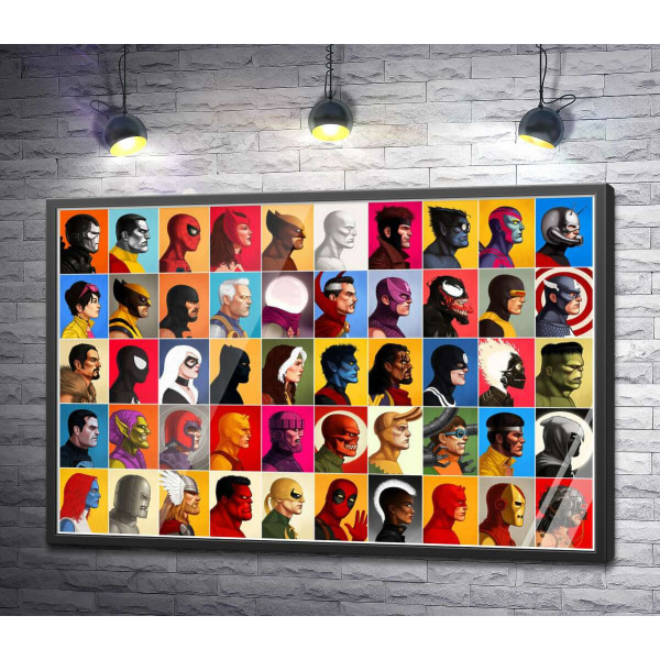 Постер профилей супергероев Marvel
