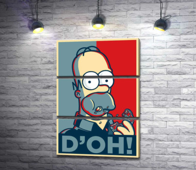 Модульная картина "Гомер Симпсон (Homer Simpson) объедается донатами"