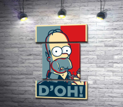 Модульная картина "Гомер Симпсон (Homer Simpson) объедается донатами"