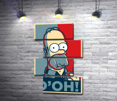 Модульная картина "Гомер Симпсон (Homer Simpson) объедается донатами"
