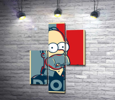 Модульная картина "Гомер Симпсон (Homer Simpson) объедается донатами"