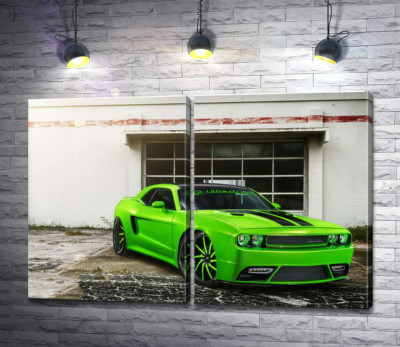 Лаймовий відтінок автомобіля Dodge Challenger STR8