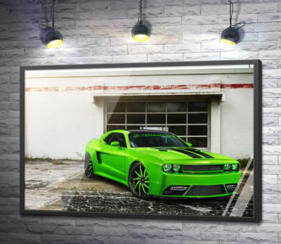 Постер "Лаймовий відтінок автомобіля Dodge Challenger STR8"