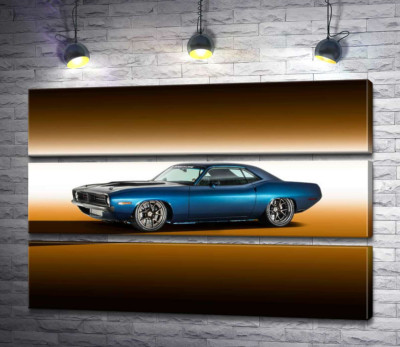 Модульная картина "Синий автомобиль Dodge Muscle"