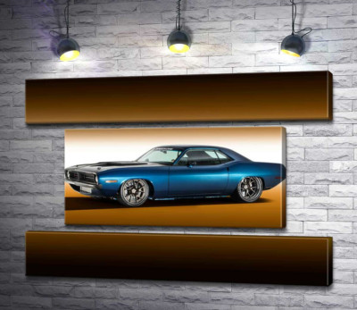 Модульна картина "Синій автомобіль Dodge Muscle"