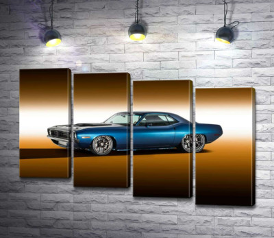 Модульная картина "Синий автомобиль Dodge Muscle"