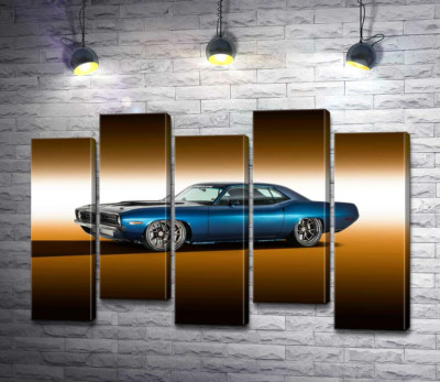 Модульная картина "Синий автомобиль Dodge Muscle"