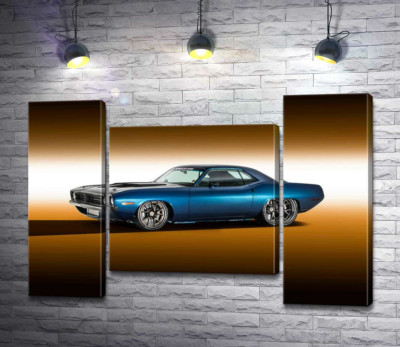 Модульна картина "Синій автомобіль Dodge Muscle"