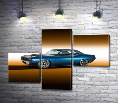 Модульна картина "Синій автомобіль Dodge Muscle"