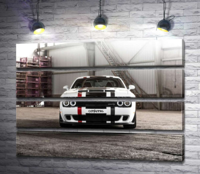 Модульная картина "Белая модель автомобиля Dodge Challenger Hellcat"