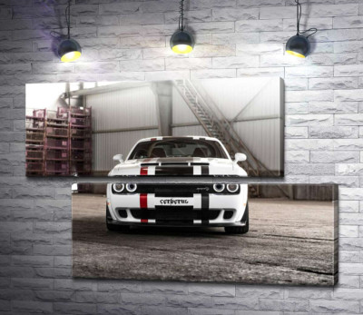 Модульная картина "Белая модель автомобиля Dodge Challenger Hellcat"
