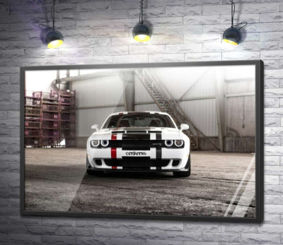 Постер "Біла модель автомобіля Dodge Challenger Hellcat"