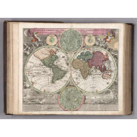 Карта полушарий Земли 1707 года в атласе немецкого картографа Иоганна-Баптиста Гоммана (Johann Baptist Homann)
