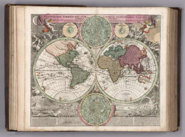 Карта півкуль Землі 1707 року в атласі німецького картографа Йоганна-Баптиста Гоммана (Johann Baptist Homann) 