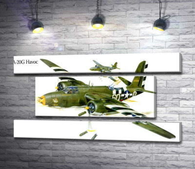Американский военный самолет Douglas A-20G Havoc времен Второй мировой войны