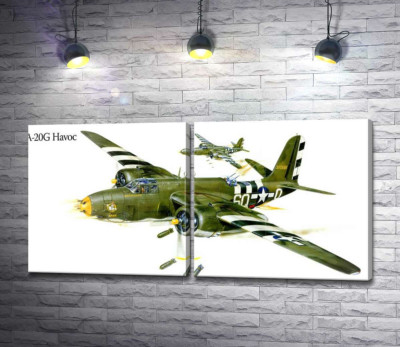 Американский военный самолет Douglas A-20G Havoc времен Второй мировой войны