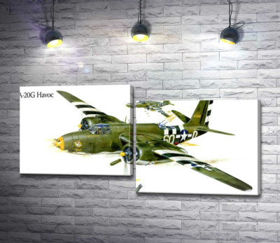 Американский военный самолет Douglas A-20G Havoc времен Второй мировой войны