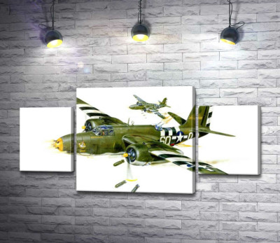 Модульна картина "Американський військовий літак Douglas A-20G Havoc часів Другої світової війни"