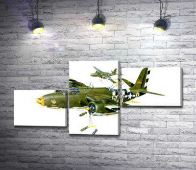 Модульная картина "Американский военный самолет Douglas A-20G Havoc времен Второй мировой войны"