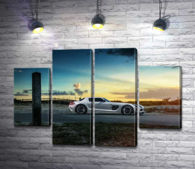 Модульная картина "Mercedes-Benz SLS AMG на полевой дороге"