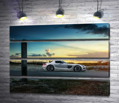 Модульна картина "Mercedes-Benz SLS AMG на польовій дорозі "