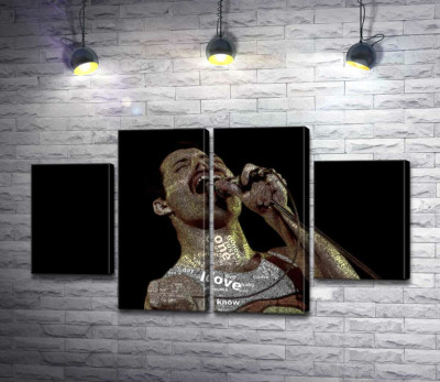 Модульная картина "Фредди Меркьюри (Freddie Mercury) увлеченно поет"