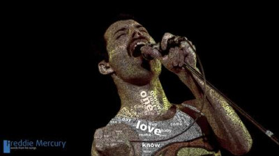 Фредді Мерк'юрі (Freddie Mercury) захоплено співає