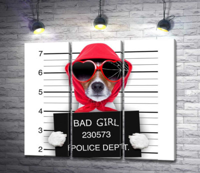 Модульная картина "Кокетливая собака в платочке и очках - "Bad girl""