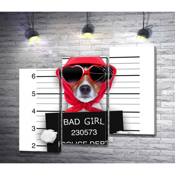 Кокетливая собака в платочке и очках - "Bad girl"