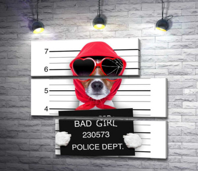 Кокетливая собака в платочке и очках - "Bad girl"