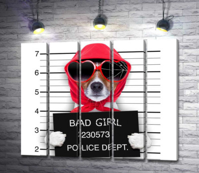 Модульна картина "Кокетлива собака в хусточці та окулярах - "Bad girl""