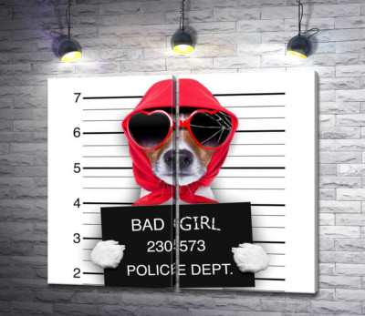 Модульная картина "Кокетливая собака в платочке и очках - "Bad girl""